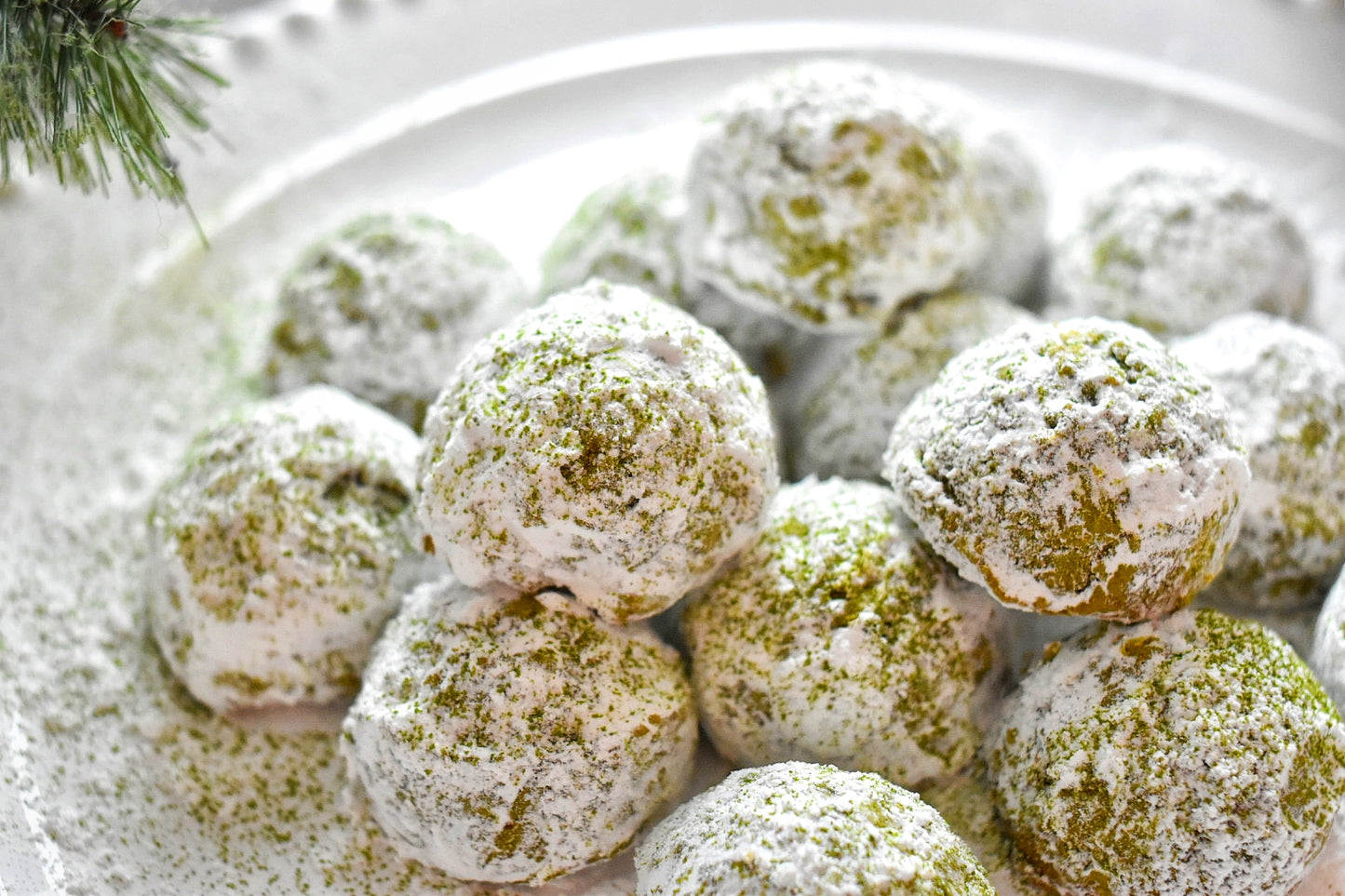 Matcha Snowball Cookies